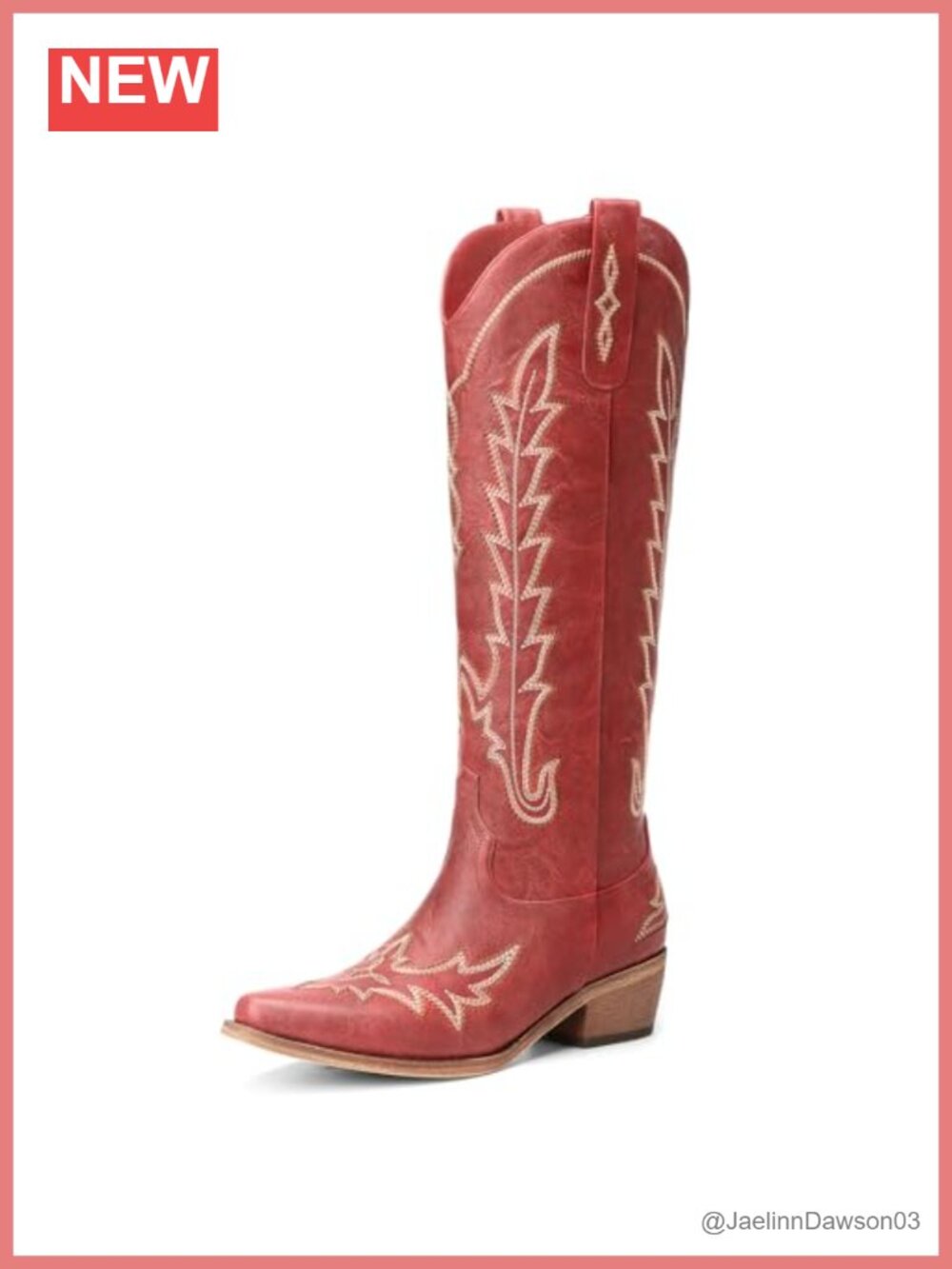 Cowgirl Boots for Women - Knee High Pointed Toe Chunky Heel Pull On Zipper